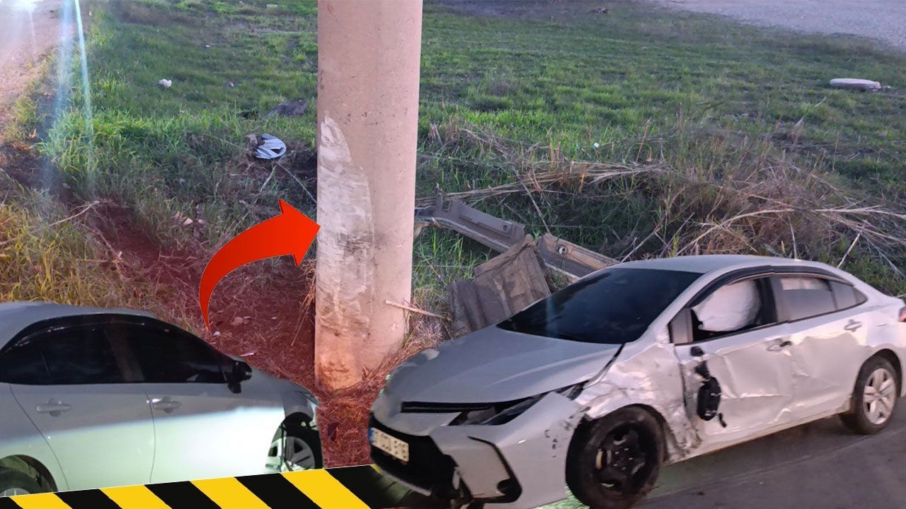 Antalya'da kontrolünü kaybeden otomobil aydınlatma direğine çarptı!