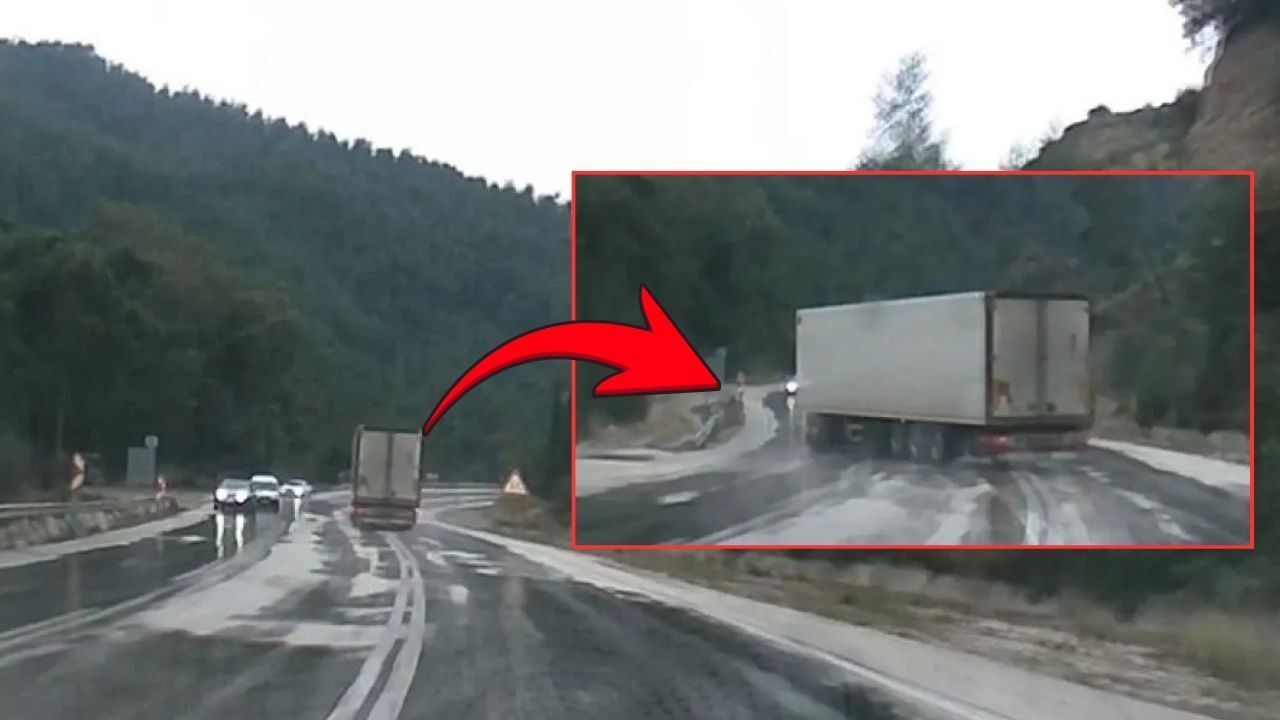 7 kişinin hayatını kaybettiği Antalya yolunda tır dorsesi savruldu! Korku dolu anlar kamerada