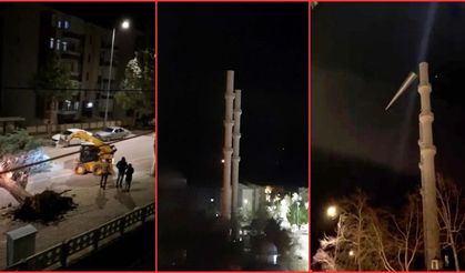 Isparta’da fırtına minare külahını yıktı! İşte o anlar