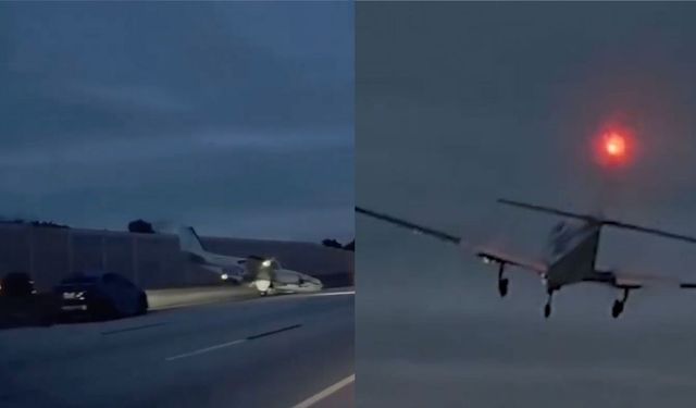Bir uçak seyir halindeki otomobilin üzerine iniş yaptı!