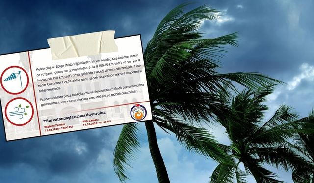 Antalya'da fırtına alarmı: Rüzgar 90 km/saat hıza ulaşacak