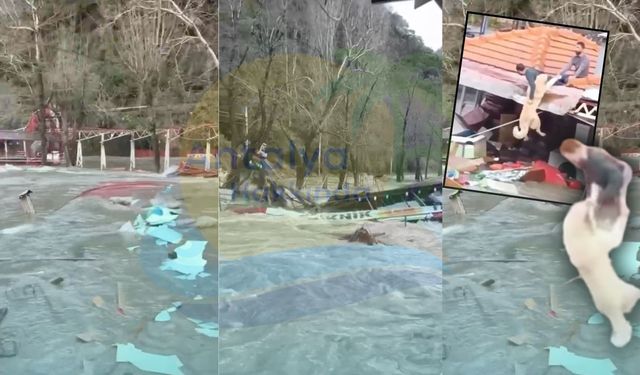 Alanya kabusu yaşıyor! İşletmeler tuzla buz oldu onlar çatıya sığındı! Saniyelerle yarıştılar