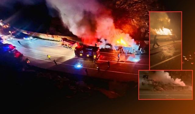 Antalya'da fren balatası TIR'ı küle çevirdi!