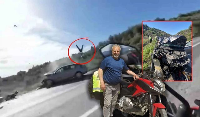 Karşı şeride geçen motorsikletli feci şekilde can verdi! O anlar kamerada