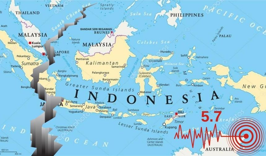 Endonezya'da 5.7 büyüklüğünde deprem!