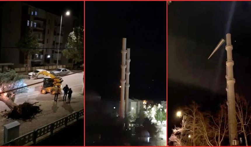 Isparta’da fırtına minare külahını yıktı! İşte o anlar